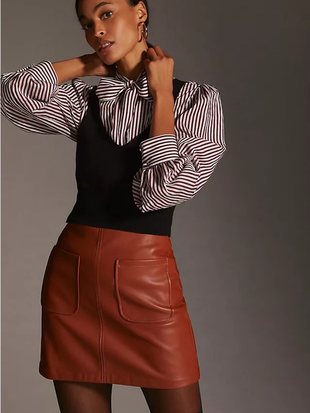 Anthropologie Maeve Faux Leather A-Line Skirt